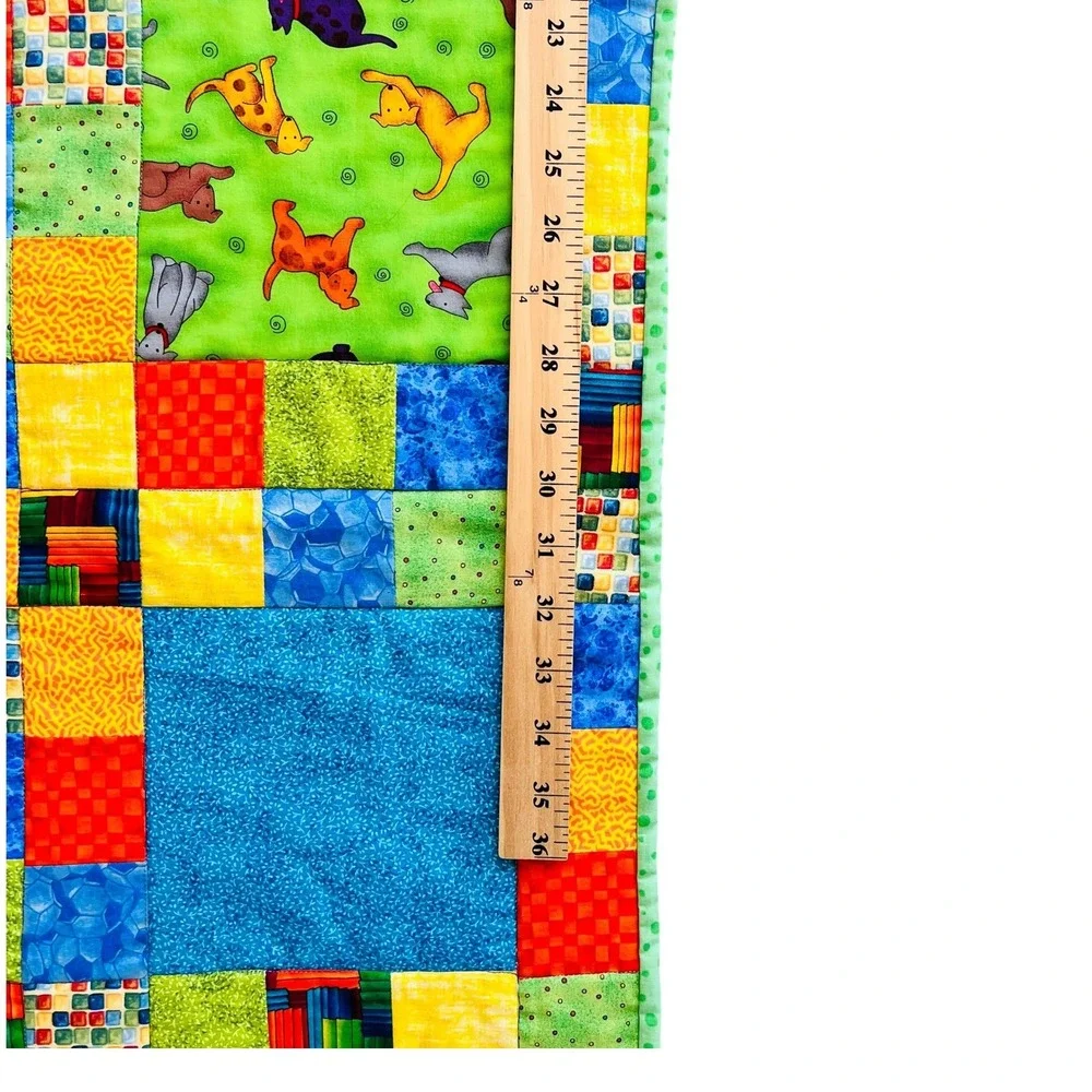Handmade Patchwork Baby Quilt Dinosaurs Dogs Baseball Frog Blanket Novelty Print